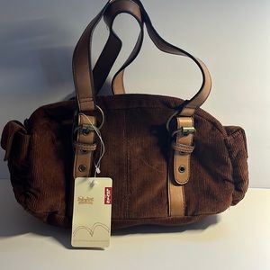 Women's Levi's Small Brown Corduroy Hand Bag Brown Handles